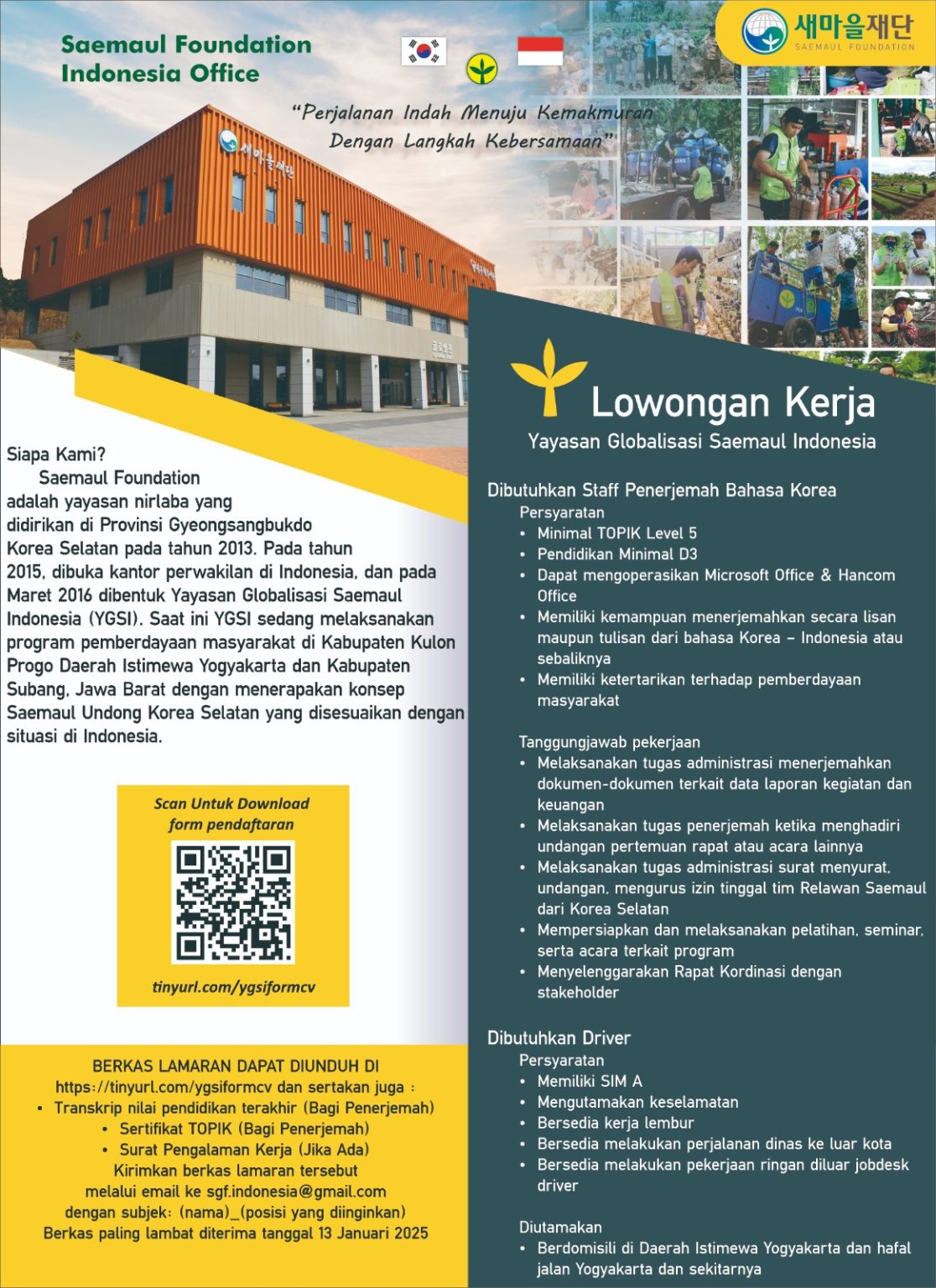 Lowongan Staff Penerjemah Bahasa Korea – Saemaul Foundation – korea.fib ...